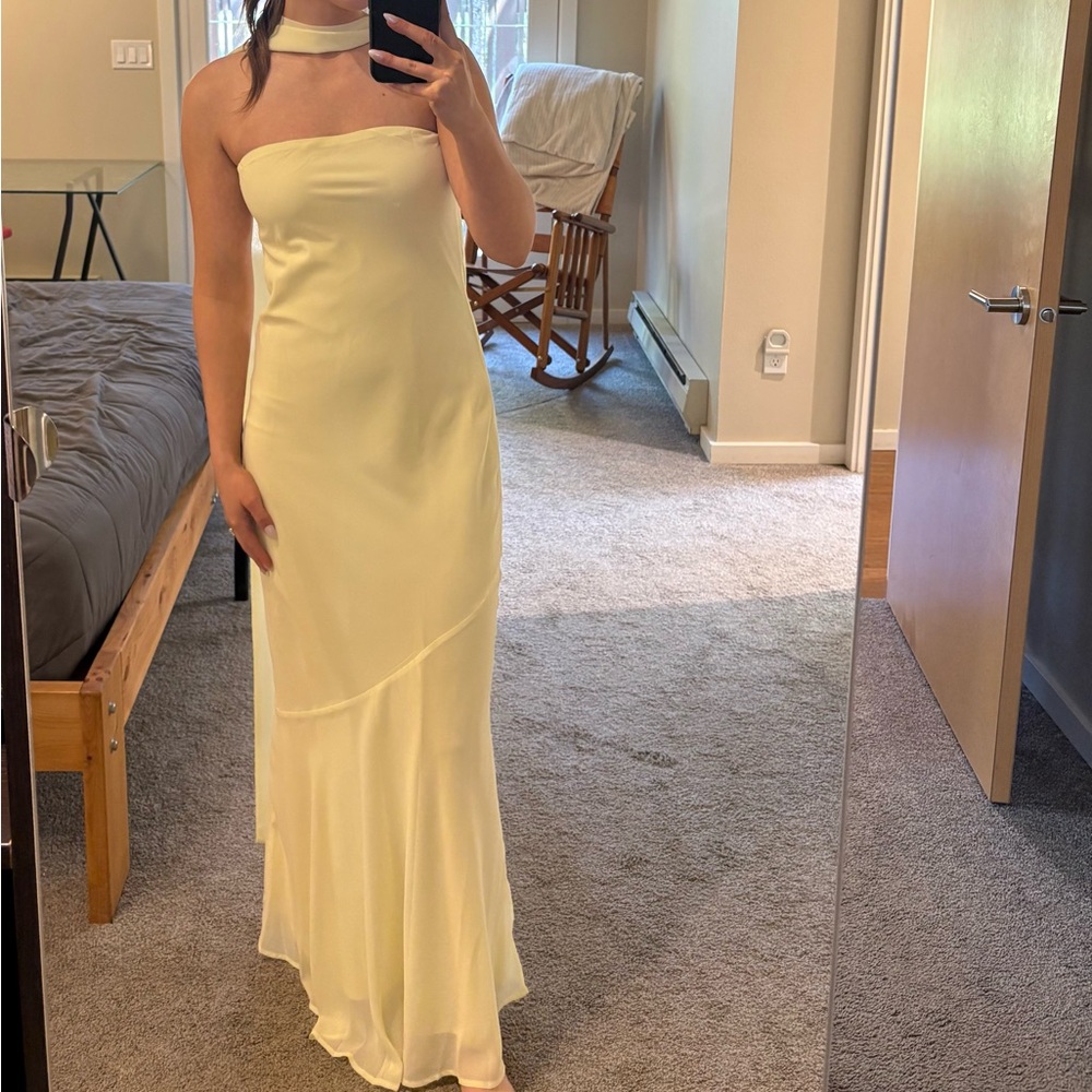 PepperMayo Strapless Yellow Dress Neckscarf